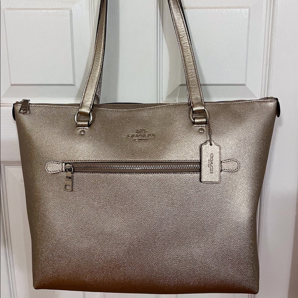 Large platinum Coach bag NWT